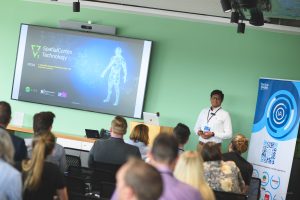 Kailash Manohara Selvan, Founder of Spatial Cortex, pitching at Silicon Gorge investment showcase. Credit to photographer Jon Craig