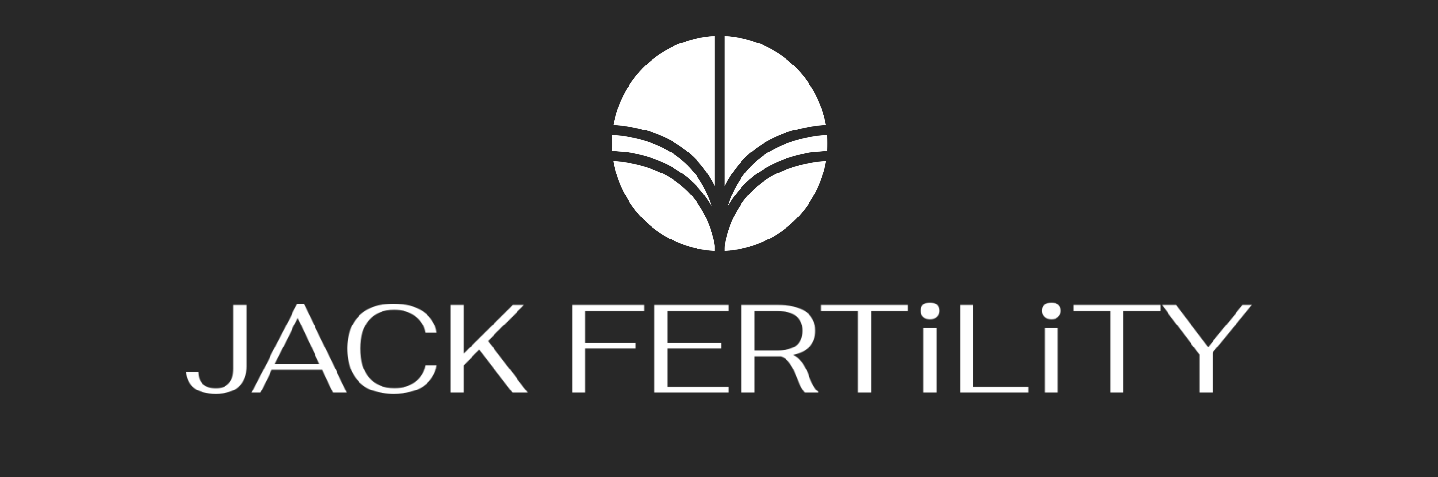 Jack Fertility logo - white font on black with circular icon