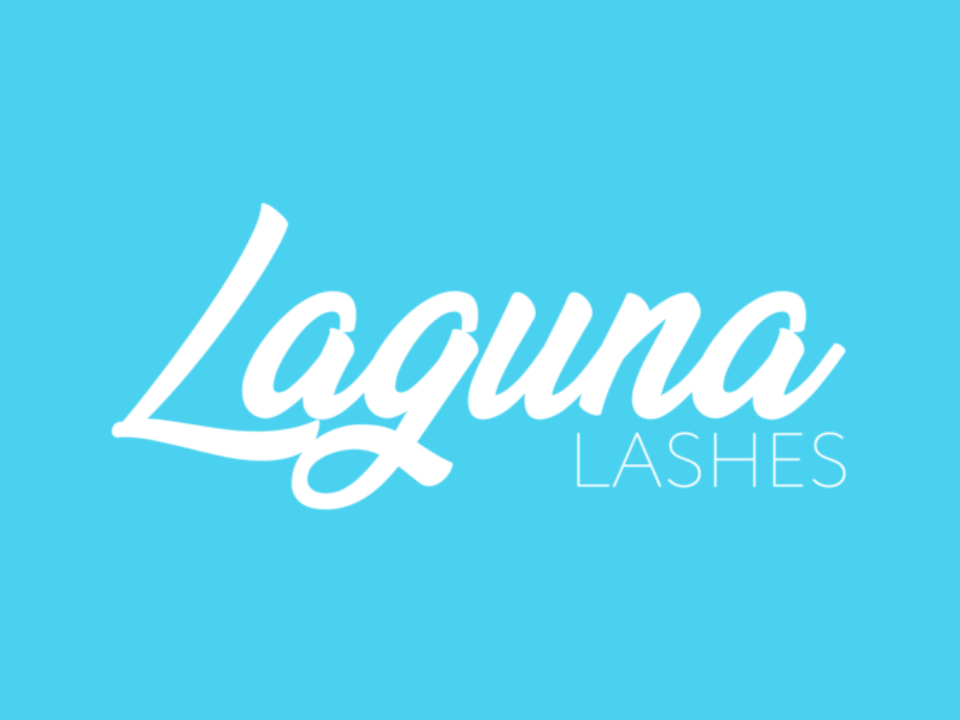 Laguna Lashes - white on bright blue background