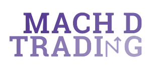 Mach D Trading logo with purple font and upwards arrow