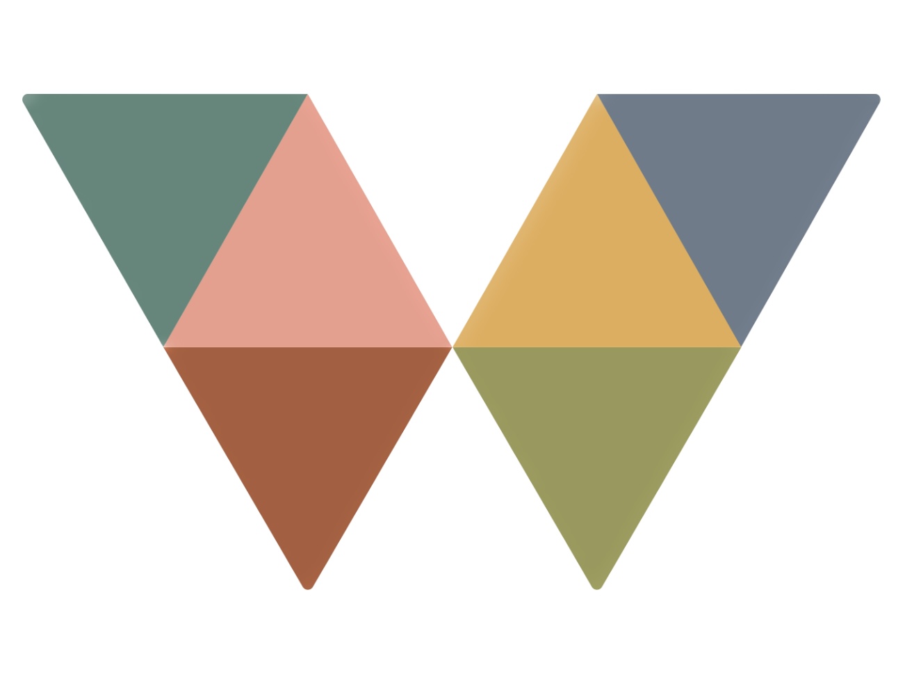 WAVESIX logo, W made up of colourful triangles