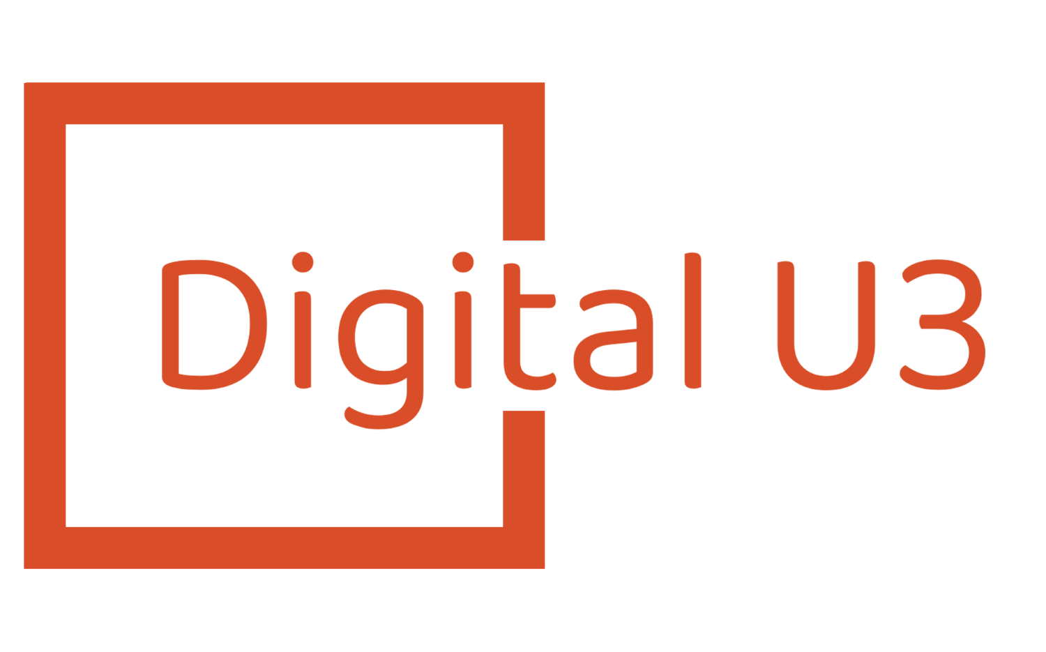 DigitalU3 logo with orange font and square