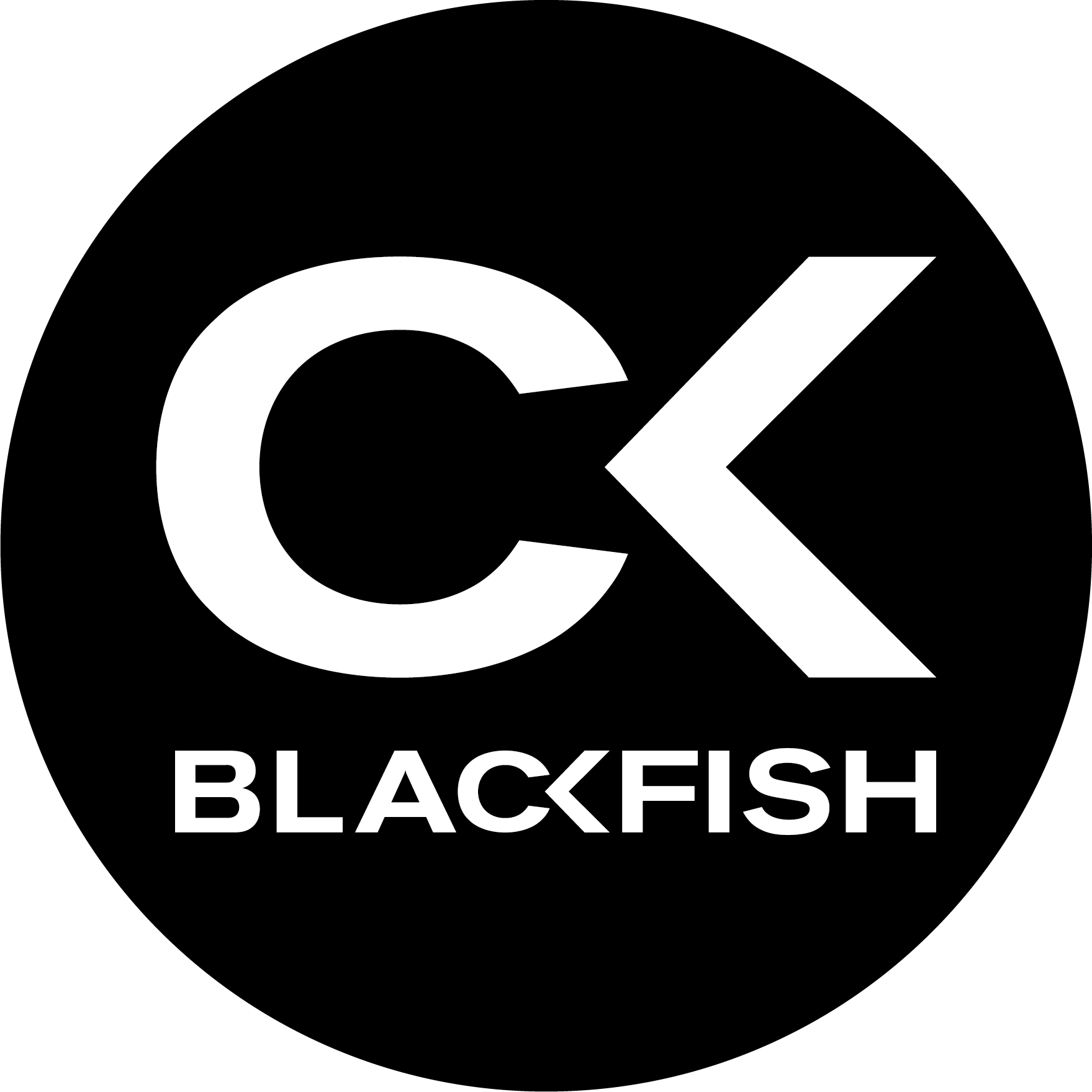 Blackfish Engineering logo, black circle with white text