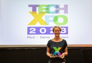 Caz Icke, CEO and Founder of SoleSense - wiinner of Tech-Xpo 2023