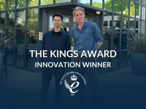 Inductosense founders with text: The King's Award Innovation Winner