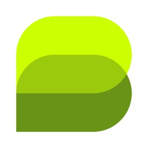 Behind Login logo - three shades of green making a graphic letter B