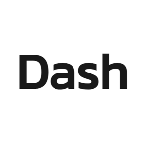 Dash logo - black font on white background