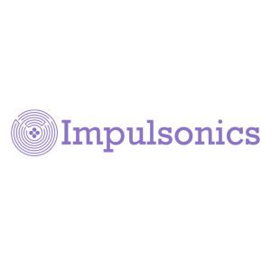 Impulsonics logo, purple text with circular icon