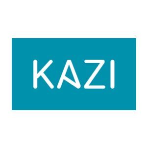 Kazilytics logo - white text on turquoise