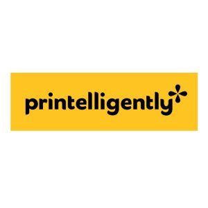 Printelligently logo black text on yellow