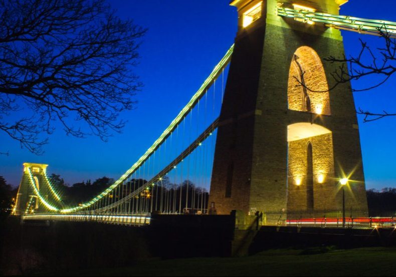 UoB stock - Bristol suspension bridge at dusk