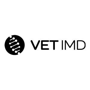 VET IMD logo, black font with black circle graphic